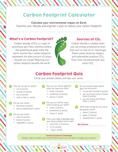 Carbon Footprint Worksheet - Riset