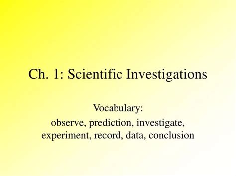 PPT - Ch. 1: Scientific Investigations PowerPoint Presentation, free ...