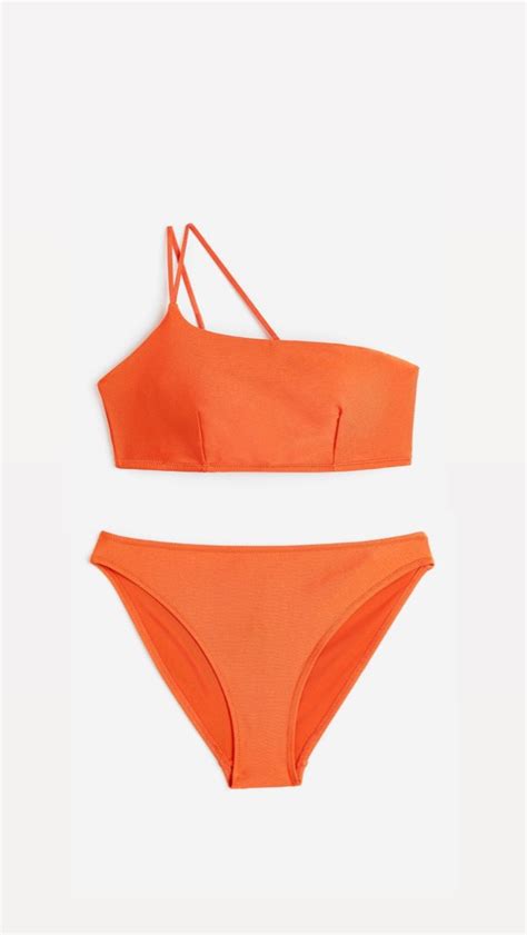 H M Orange Bikini Set Women S Fashion Swimwear Bikinis Swimsuits On Carousell