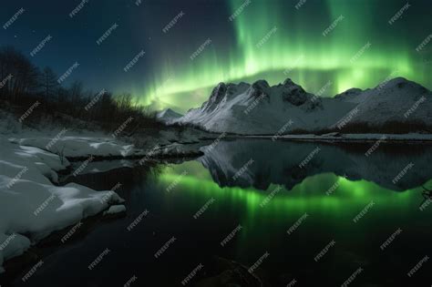 Premium AI Image | Aurora Borealis over Lofoten Generative AI