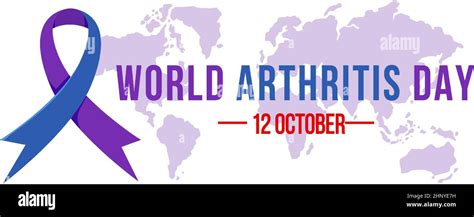 World Arthritis Day Banner With Purple Ribbon Illustration Stock Vector