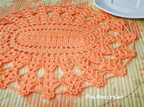 Pink Rose Crochet Centrinho Sousplat Coral