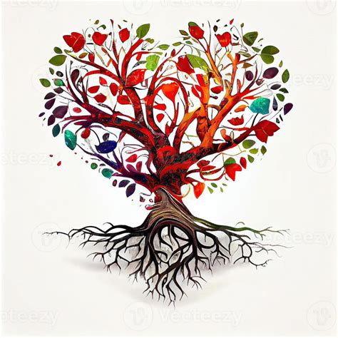 Illustration Of Tree Of Life Roots Making Red Heart Shape Celtic