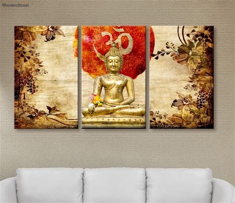 Buy Golden Buddha and OM Print Canvas Wall Painting Online in India at Best Price - Modern Wall ...