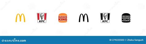 Mcdonalds Kfc Burger King Top Fast Food Franchise Logo Set Editorial