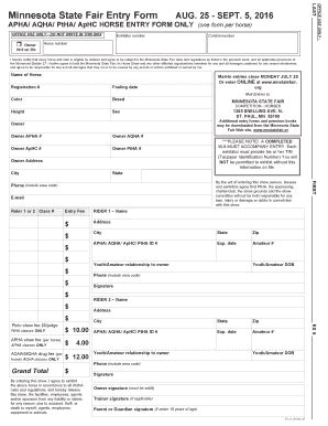 Fillable Online Mnstatefair Non Usef Entry Form Non Usef