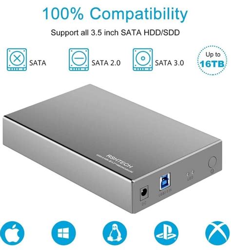 Hard Drive Enclosure RSHTECH USB 3 0 To SATA Aluminum External Hard