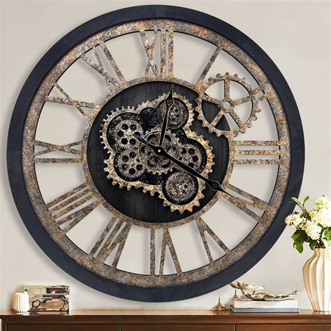 The B Style Large Real Moving Gears Wall Clock 30 Inch Oversized