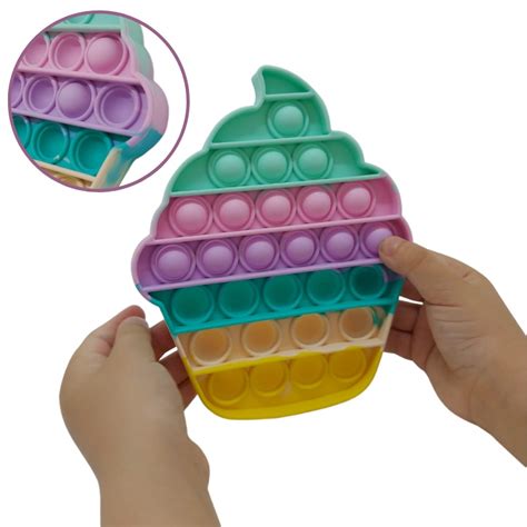 Pop It Brinquedo De Silicone Cupcake Sensorial Painel Colorido