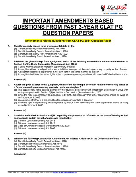 Amendments Clat Pg 0266332 A74463 Important Amendments Based