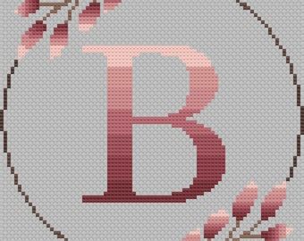 Monogram Floral Ombre Alphabet Letter S Cross Stitch Pattern Etsy