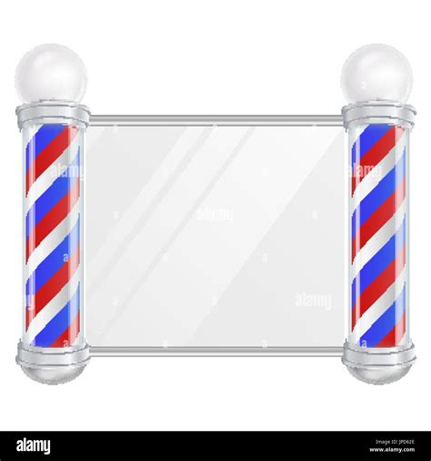 Barber Shop Pole Vector Old Fashioned Vintage Silver And Glass Barber