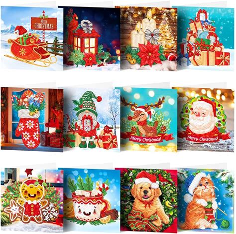 Azuraokey Pcs Christmas Cards Diy D Diamond Painting Card Number Dot