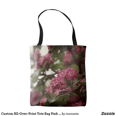 Custom All Over Print Tote Bag Pink Blossoms Zazzle Printed Tote