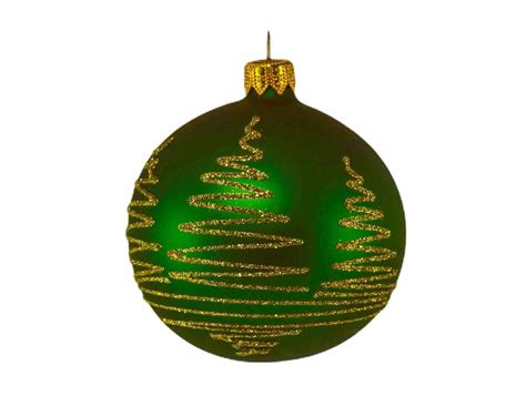 Boule De No L Vert Sapin Avec D Cor Sapin En Paillettes Dor Es Verre Soufl