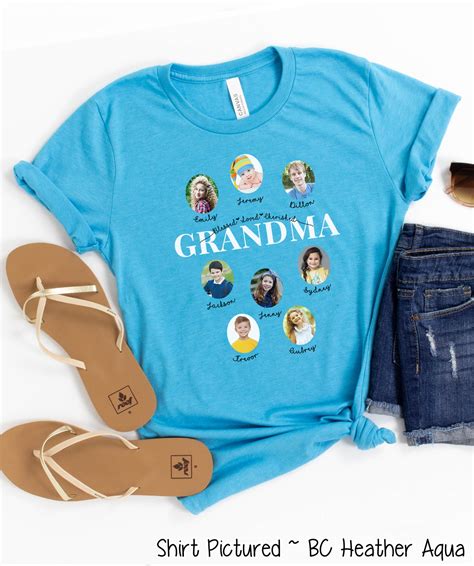 Custom Grandma Shirt Photo Kids Names Shirt Custom Photo Etsy