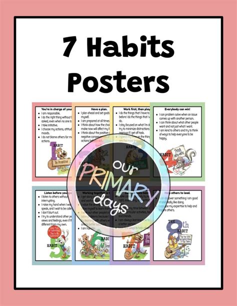 7 Habits Classroom Posters 8th Habit Included Each Poster Includes A