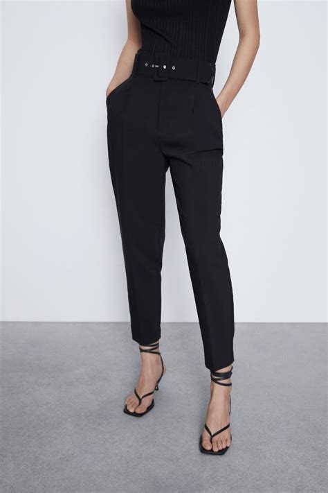 HIGH WAISTED BELTED PANTS ZARA United States