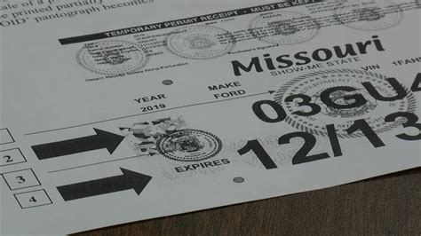 Missouri Temp Tag Template