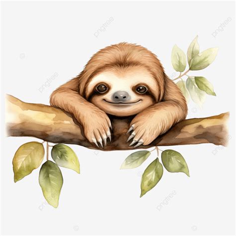 Watercolor Sloth Cute Clip Art Sloth Watercolor Wild Png Transparent