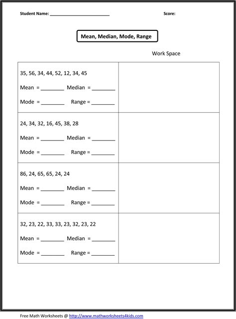 Mean Median And Mode Worksheets Grade 7