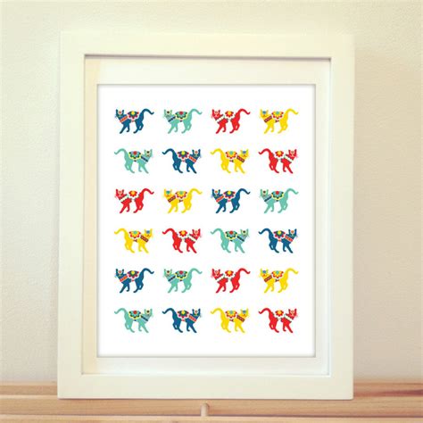 Swedish Cats Cat Print Dalecarlian Horse Swedish Dala Cat - Etsy