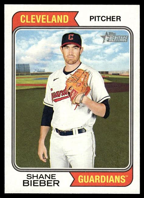 Topps Heritage Shane Bieber Cleveland Guardians Ebay