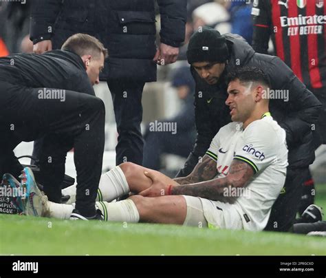 Tottenham Hotspur S Cristian Romero Picks Up A Injury During The Uefa