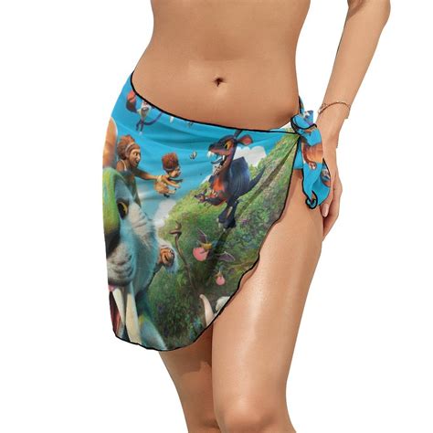 The Croods Women S Short Sarong Beach Wrap Summer Sheer Bikini Chiffon Swimsuit Cover Up Skirt