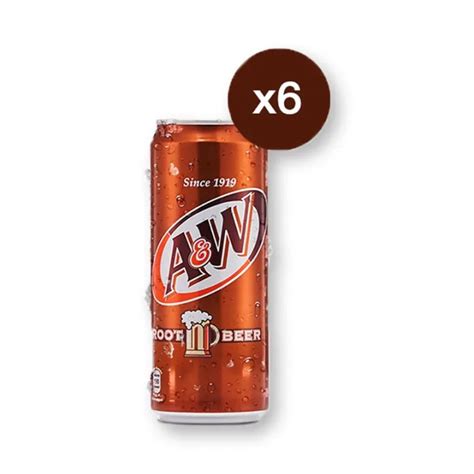 A&W Soft Drink Root Beer Flavor 325 ml. Pack 6.เอแอนด์ดับบลิว น้ำอัดลม ...