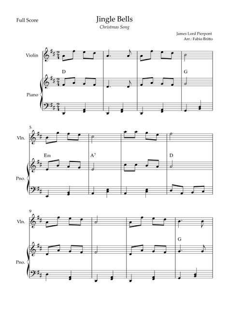 Jingle Bells Christmas Song For Violin Solo And Piano Accompaniment