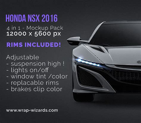 Honda Nsx 2016 Glossy Finish All Sides Car Mockup Templatepsd Wrap