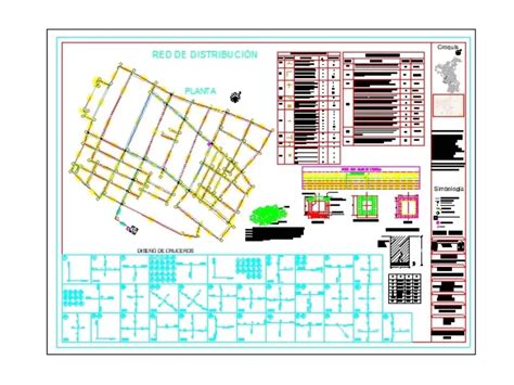 Red De Distribucion De Agua Potable En Autocad Librería Cad