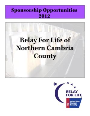 Fillable Online Relay Acsevents Sponsorship Packet Northern Cambria