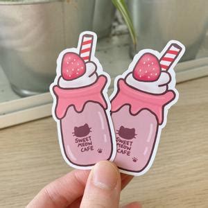 Kawaii Sweets Stickers Cute Stickers, Pink Handmade Die Cut Stickers ...