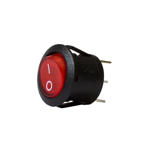 Red Illuminating Round Rocker Switch On Off 20mm Diameter 10Amps At