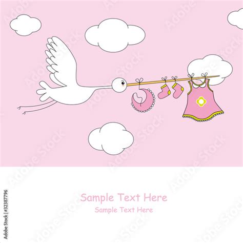 Tarjeta nacimiento bebe niña vector de Stock Adobe Stock