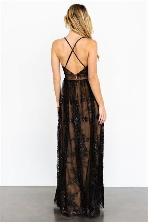 Baltic Born Lucienne Shimmer Maxi Gown Black Nude Women Embellished Sequin Lina Cheheitli