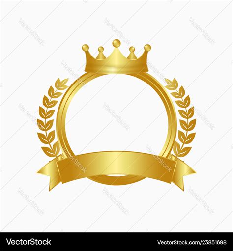 Gold crown and wreath logo Royalty Free Vector Image