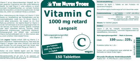 Vitamin C 1000 Mg Retard Langzeit Tabletten 150 Stk The Nutri Store