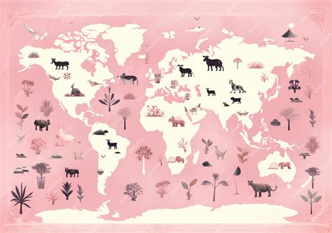 Premium AI Image | World map with animal habitat landmark