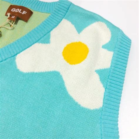 Golf Wang Le Fleur Wool Knitted Vest Sky Blue Colorway Men S Fashion