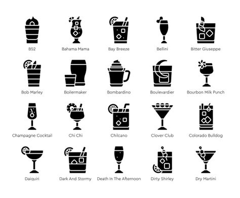 Cocktail Icon Set 3 Alcoholic Mixed Drink Vector Image