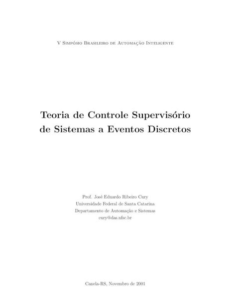 PDF Teoria De Controle Supervisorio De Sistemas A Eventos