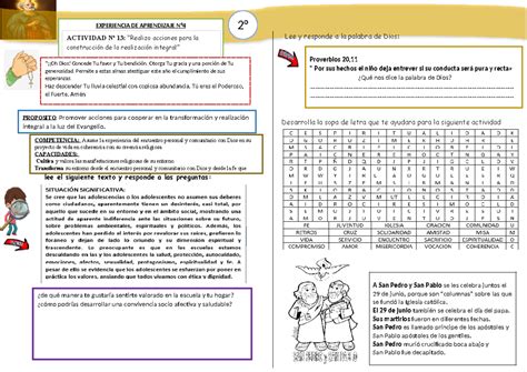 Adas N Ficha De Trabajo Secundaria Lee El Siguiente Texto Y