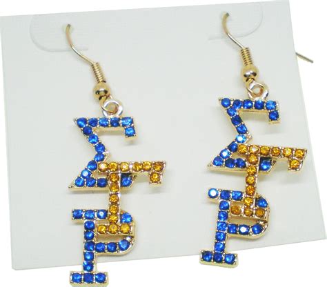 Sigma Gamma Rho Crystal Overlap Letters Earrings Gold T