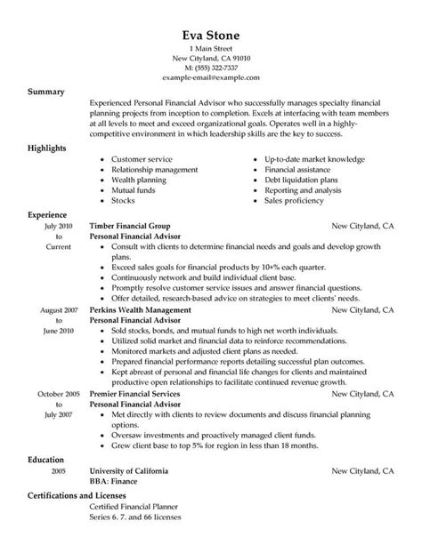 Financial Advisor Resume Templates Ustomgstorro