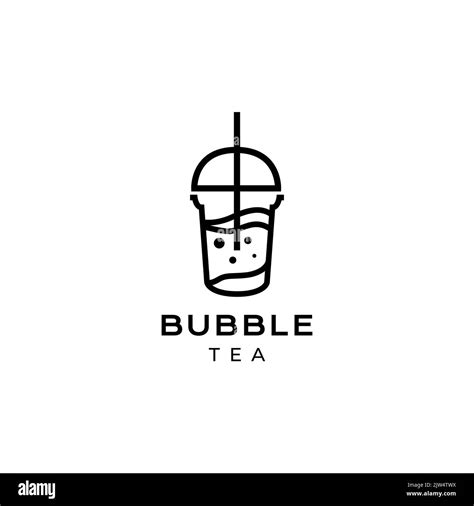 Bubble Tea Drink Boba With Glass Plastic Logo Design Stock Vector Image