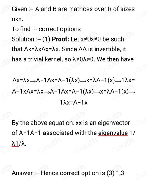 Solved 1 Let A And B Be Matrices Over R Of Size N N Choose The