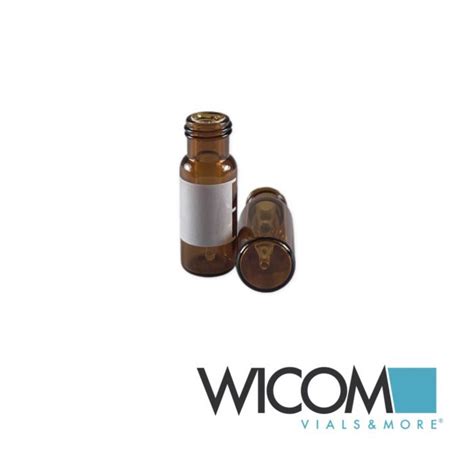 Wicom Screw Vial Mm Short Thread Amber Glass With Write On Patch